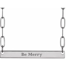 14K White Engravable Bar 16