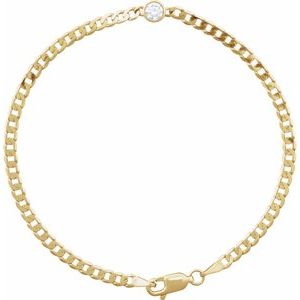 14K Yellow .07 CT Lab-Grown Diamond Link 7" Bracelet BRC922:LG120:P