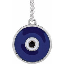 Sterling Silver Blue Enamel Evil Eye Pendant R50047:103:P