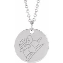 Sterling Silver Daffodil March Birth Flower 16-18