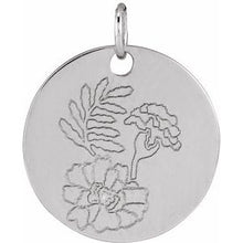 Sterling Silver Marigold October Birth Flower Pendant 88529:184:P
