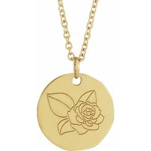 14K Yellow Rose June Birth Flower 16-18" Necklace 88529:115:P