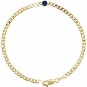 14K Yellow Natural Blue Sapphire Link 7" Bracelet BRC922:106:P