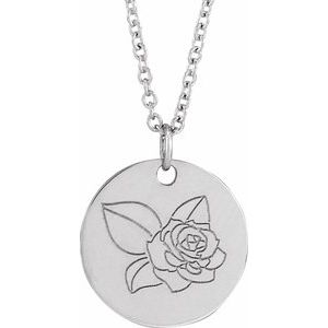 Sterling Silver Rose June Birth Flower 16-18" Necklace 88529:117:P