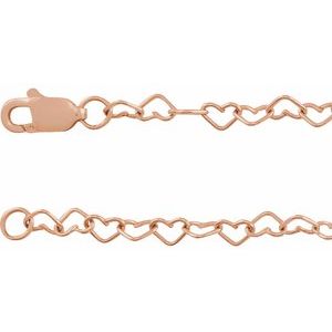 14K Rose 3.2 mm Heart Cable 7" Chain CH1207:107:P