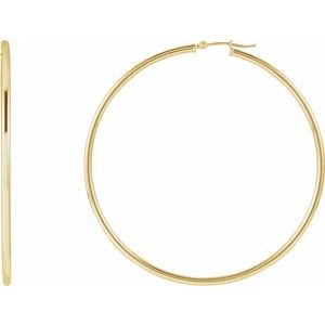 14K Yellow Tube 60 mm Hoop Earrings