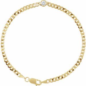 14K Yellow 1/5 CT Natural Diamond Link 7" Bracelet BRC922:103:P