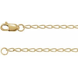 14K Yellow Gold-Filled 1.6 mm Elongated Curb 16" Chain CH1239:117:P