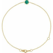 14K Yellow Natural Emerald  6 1/2-7-1/2