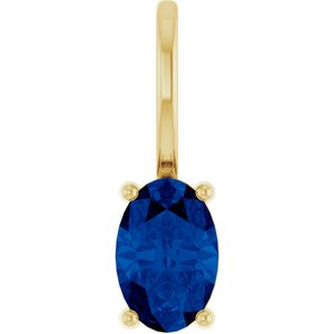 14K Yellow 6x4 mm Natural Blue Sapphire Charm/Pendant 88601:220:P