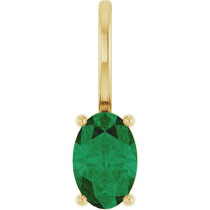 14K Yellow 6x4 mm Natural Emerald Charm/Pendant 88601:185:P