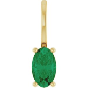 14K Yellow 5x3 mm Lab-Grown Emerald Charm/Pendant 88601:137:P