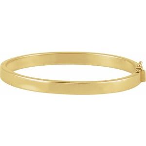 14K Yellow Engravable 6 mm Tube Hinged Bangle 7" Bracelet  BRC940:100:P