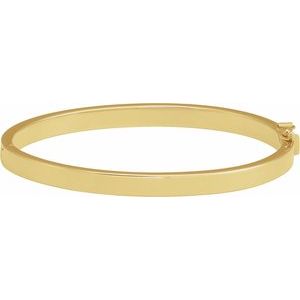 14K Yellow Engravable 5 mm Tube Hinged Bangle 7" Bracelet  BRC940:103:P