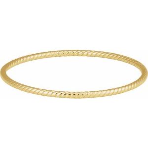 14K Yellow 3 mm Twisted Bangle 7 1/2" Bracelet BRC943:100:P