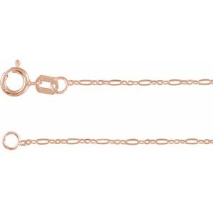 14K Rose 1.25 mm Figaro 16" Chain CH1232:111:P