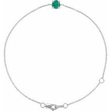 Sterling Silver Lab-Grown Emerald  6 1/2-7-1/2