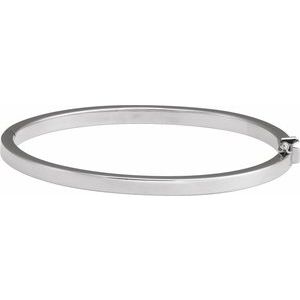 Sterling Silver Engravable 4 mm Tube Hinged Bangle 7" Bracelet  BRC940:108:P