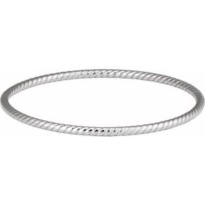 Sterling Silver 3 mm Twisted Bangle 7 1/2" Bracelet BRC943:102:P