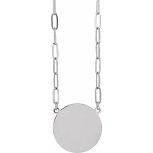 Sterling Silver Engravable Disc 16" Necklace 88477:1016:P