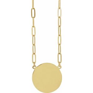 14K Yellow Engravable Disc 16" Necklace 88477:1015:P