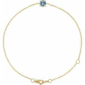 14K Yellow Natural Aquamarine  6 1/2-7-1/2" Bracelet BRC925:165:P