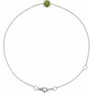 14K White Natural Peridot  6 1/2-7-1/2" Bracelet BRC925:119:P