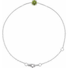 14K White Natural Peridot  6 1/2-7-1/2