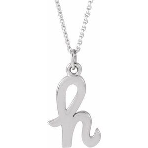 14K White Petite Initial H 16" Necklace 88516:192:P