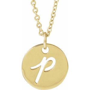 14K Yellow Script Initial P 16-18" Necklace  88227:309:P