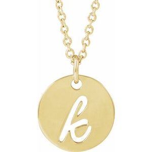 14K Yellow Script Initial K 16-18" Necklace  88227:273:P