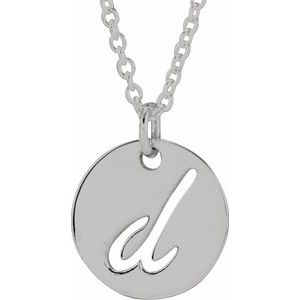 Sterling Silver Script Initial D 16-18" Necklace  88227:123:P
