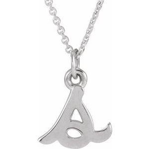 14K White Petite Initial S 16" Necklace 88516:180:P