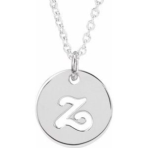 Sterling Silver Script Initial Z 16-18" Necklace  88227:345:P