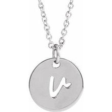 Sterling Silver Script Initial V 16-18