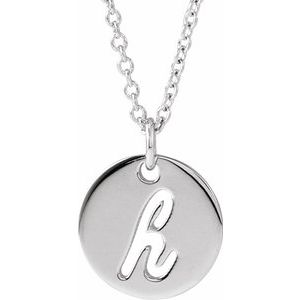 Sterling Silver Script Initial H 16-18" Necklace  88227:350:P