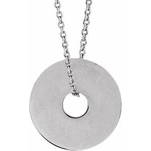 Sterling Silver 15 mm Engravable Washer 16-18" Necklace 88510:122:P