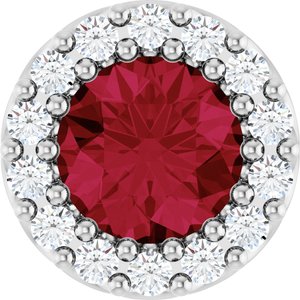14K White Lab-Grown Ruby & 1/10 CT Natural Diamond Halo-Style Pendant 88590:314:P