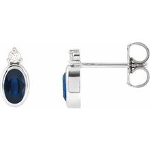 Sterling Silver 5x3 mm Lab-Grown Blue Sapphire & .03 CTW Natural Diamond Earrings 88546:241:P