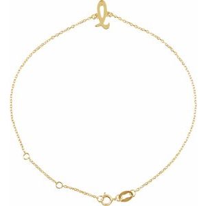 14K Yellow Initial L 6 1/2-7 1/2" Bracelet BRC957:229:P