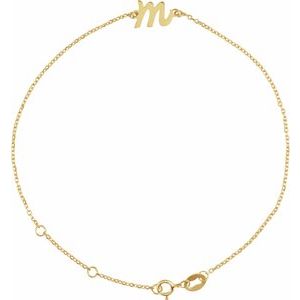 14K Yellow Initial M 6 1/2-7 1/2" Bracelet BRC957:179:P