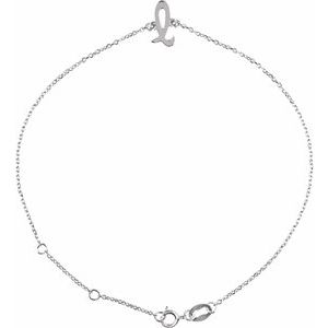 14K White Initial L 6 1/2-7 1/2" Bracelet BRC957:225:P