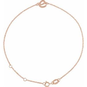 14K Rose Initial E 6 1/2-7 1/2" Bracelet BRC957:182:P