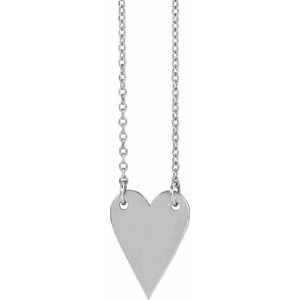 14K White Engravable Heart 18" Necklace 88620:125:P