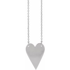 14K White Engravable Heart 18" Necklace 88620:118:P
