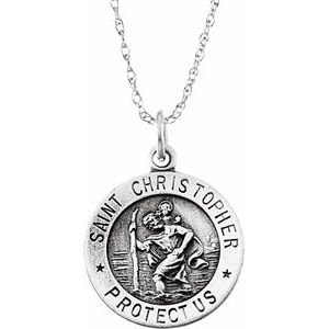 Sterling Silver 15 mm St. Christopher Medal 18 Necklace