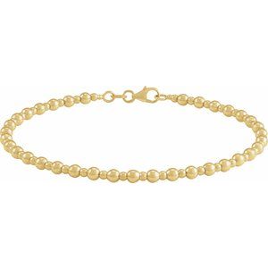 14K Yellow Beaded 7" Bracelet BRC956:600:P