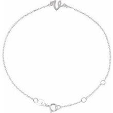 Sterling Silver Initial V 6 1/2-7 1/2