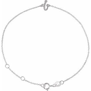 Sterling Silver Initial I 6 1/2-7 1/2" Bracelet BRC957:174:P