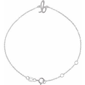 Sterling Silver Initial B 6 1/2-7 1/2" Bracelet BRC957:186:P